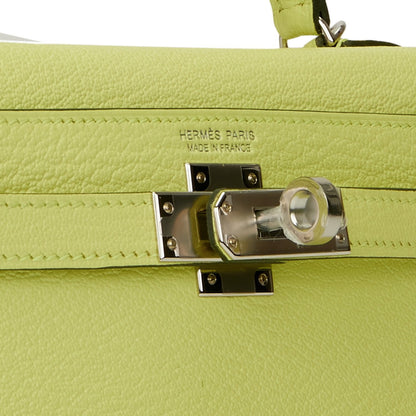 Hermes Kelly 20 Sellier Jaune Bourgeon Chevre Palladium Hardware