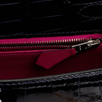Hermes Kelly 25 Sellier Bleu Marine Verso Shiny Alligator Palladium Hardware