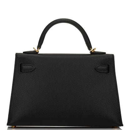 Hermes Kelly 20cm Sellier Black Epsom Gold Hardware