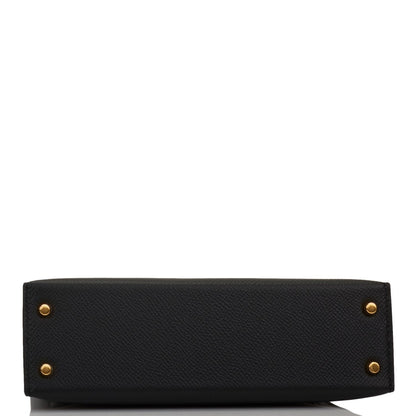 Hermes Kelly 20cm Sellier Black Epsom Gold Hardware