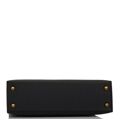 Hermes Kelly 20cm Sellier Black Epsom Gold Hardware