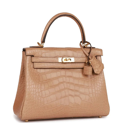 Hermes Kelly 25 Retourne Chai Matte Alligator Gold Hardware