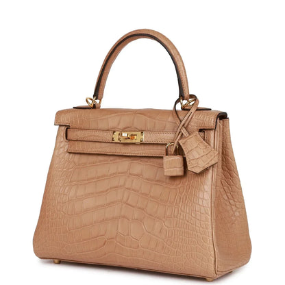 Hermes Kelly 25 Retourne Chai Matte Alligator Gold Hardware