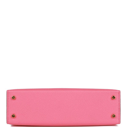 Hermes Special Order (HSS) Kelly 20 Sellier Rose Azalee and Lime Epsom Gold Hardware