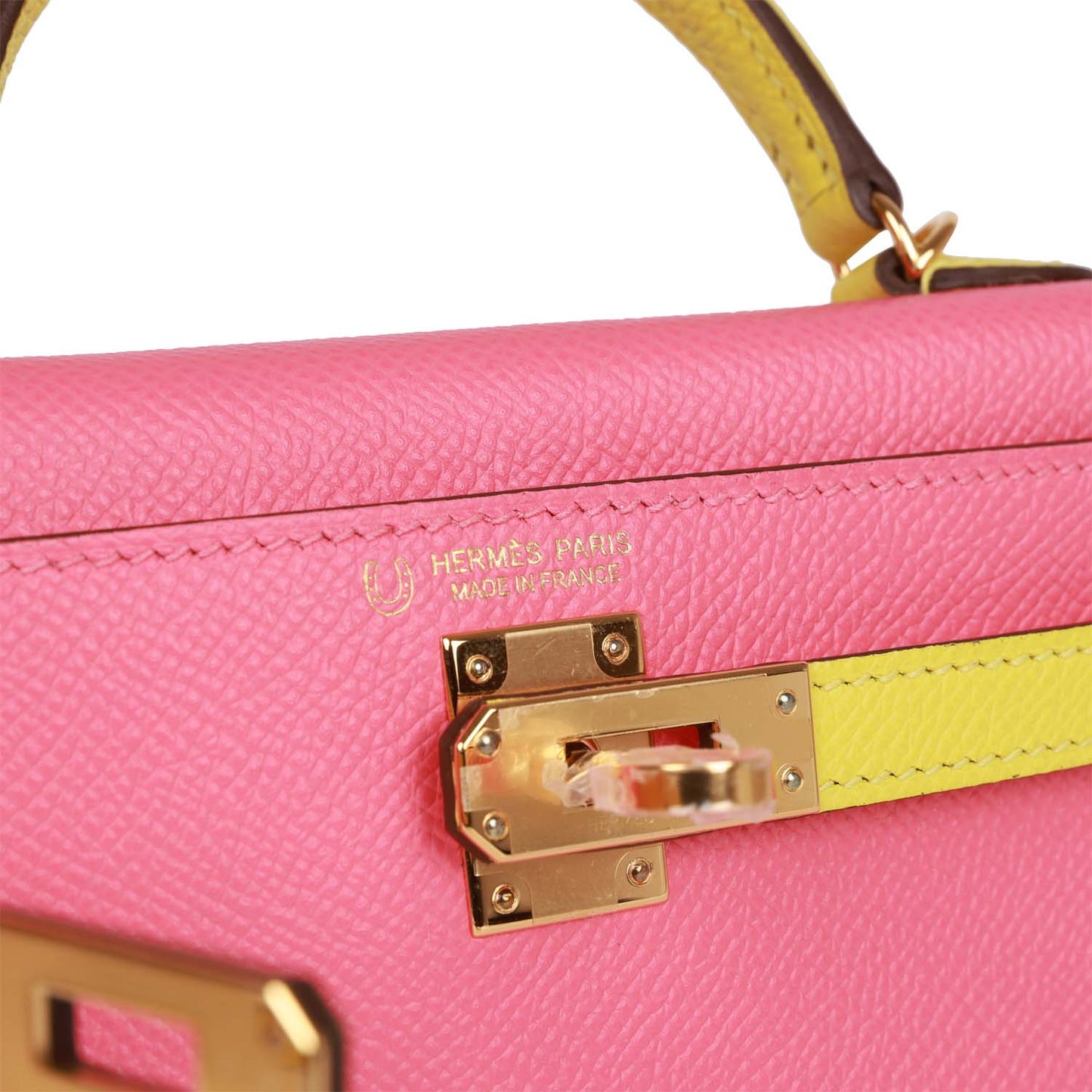 Hermes Special Order (HSS) Kelly 20 Sellier Rose Azalee and Lime Epsom Gold Hardware