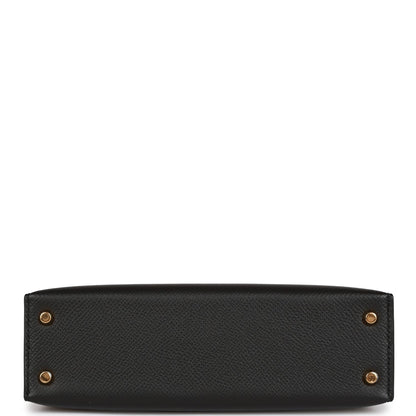 Hermes Kelly 20 Sellier Black Epsom Gold Hardware