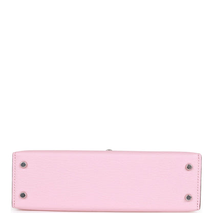 Hermes Kelly 20 Sellier Rose Sakura Chevre Palladium Hardware