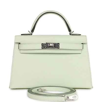 Hermes Kelly 20 Sellier Vert Fizz Epsom Palladium Hardware