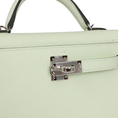Hermes Kelly 20 Sellier Vert Fizz Epsom Palladium Hardware