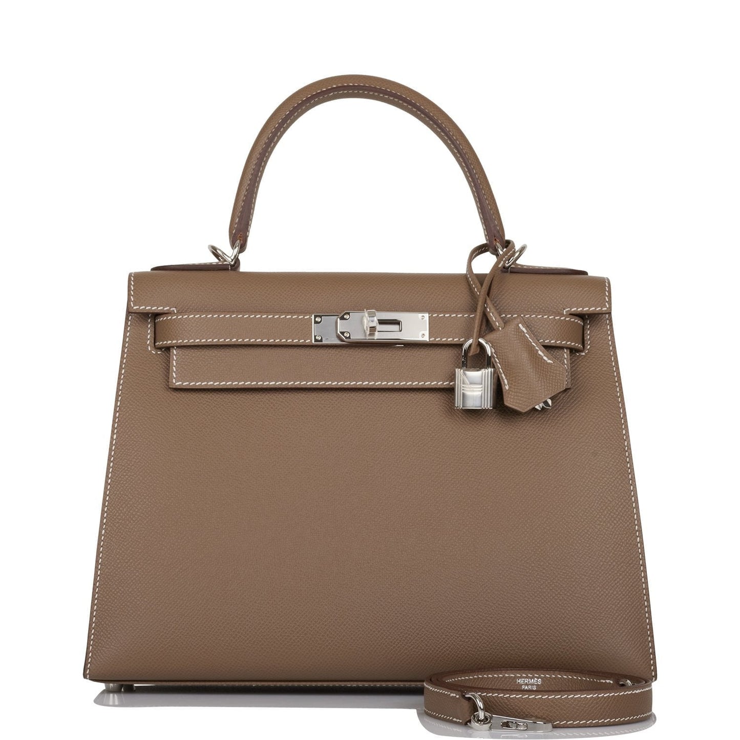 Hermes Kelly 28 Sellier Etoupe Epsom Palladium Hardware