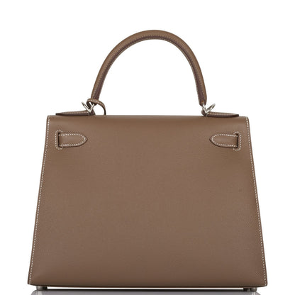 Hermes Kelly 28 Sellier Etoupe Epsom Palladium Hardware