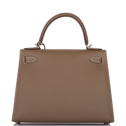 Hermes Kelly 28 Sellier Etoupe Epsom Palladium Hardware