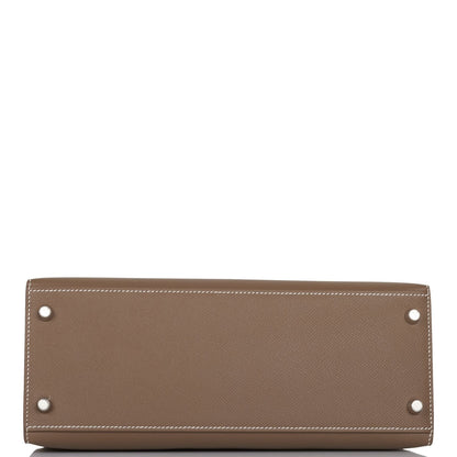 Hermes Kelly 28 Sellier Etoupe Epsom Palladium Hardware