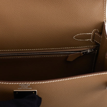 Hermes Kelly 28 Sellier Etoupe Epsom Palladium Hardware