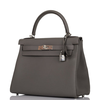 Hermes Kelly 28 Retourne Etain Togo Palladium Hardware