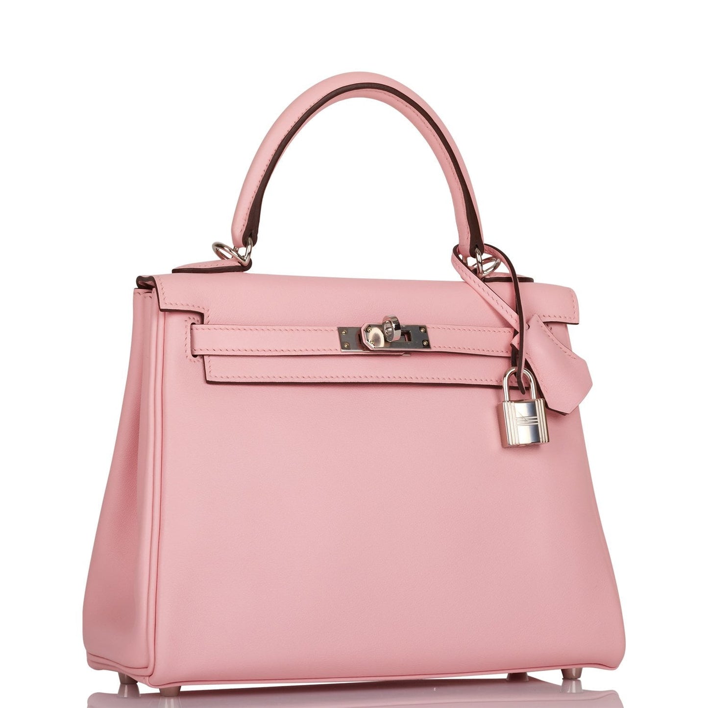 Hermes Kelly 25 Retourne Rose Sakura Swift Palladium Hardware