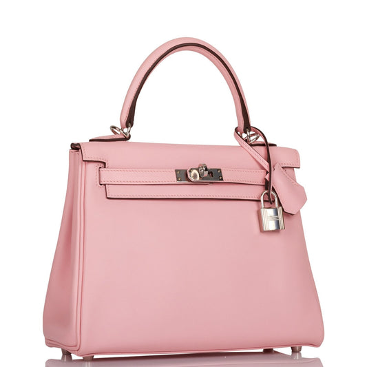 Hermes Kelly 25 Retourne Rose Sakura Swift Palladium Hardware