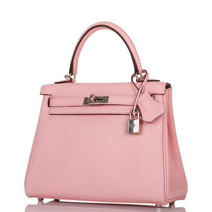 Hermes Kelly 25 Retourne Rose Sakura Swift Palladium Hardware