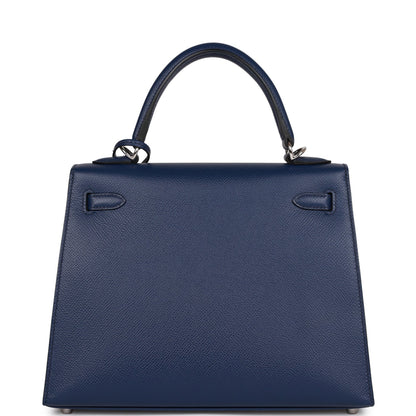 Hermes Kelly 25 Sellier Bleu Saphir Epsom Palladium Hardware