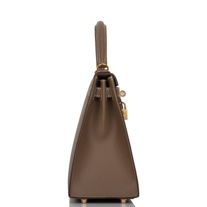 Hermes Kelly 28 Sellier Etoupe Epsom Gold Hardware