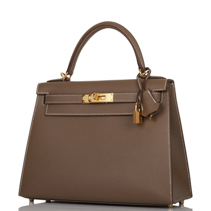Hermes Kelly 28 Sellier Etoupe Epsom Gold Hardware