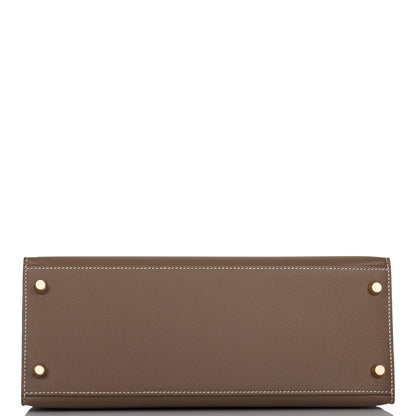 Hermes Kelly 28 Sellier Etoupe Epsom Gold Hardware