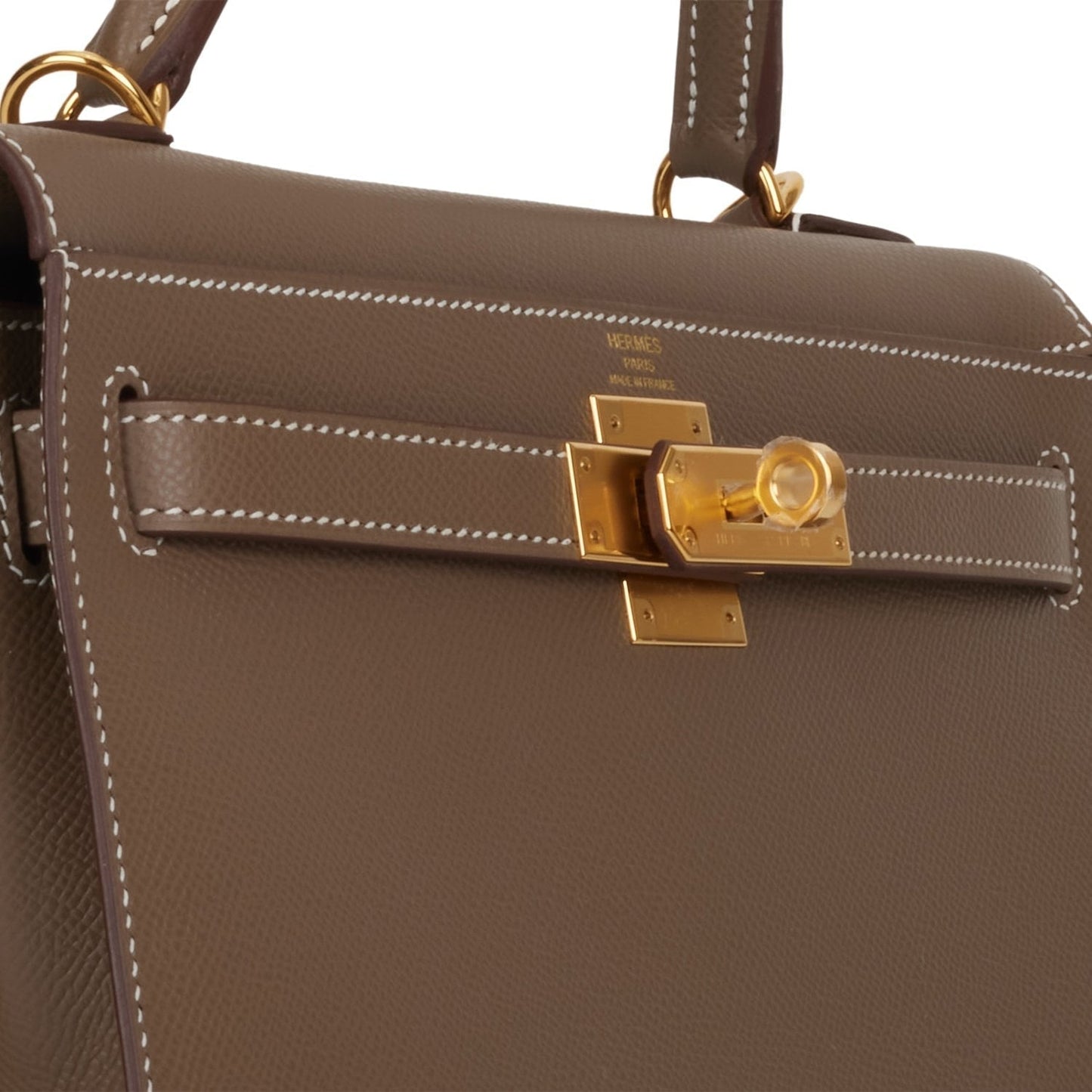 Hermes Kelly 28 Sellier Etoupe Epsom Gold Hardware