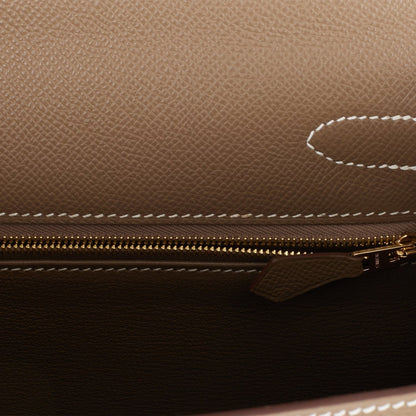 Hermes Kelly 28 Sellier Etoupe Epsom Gold Hardware