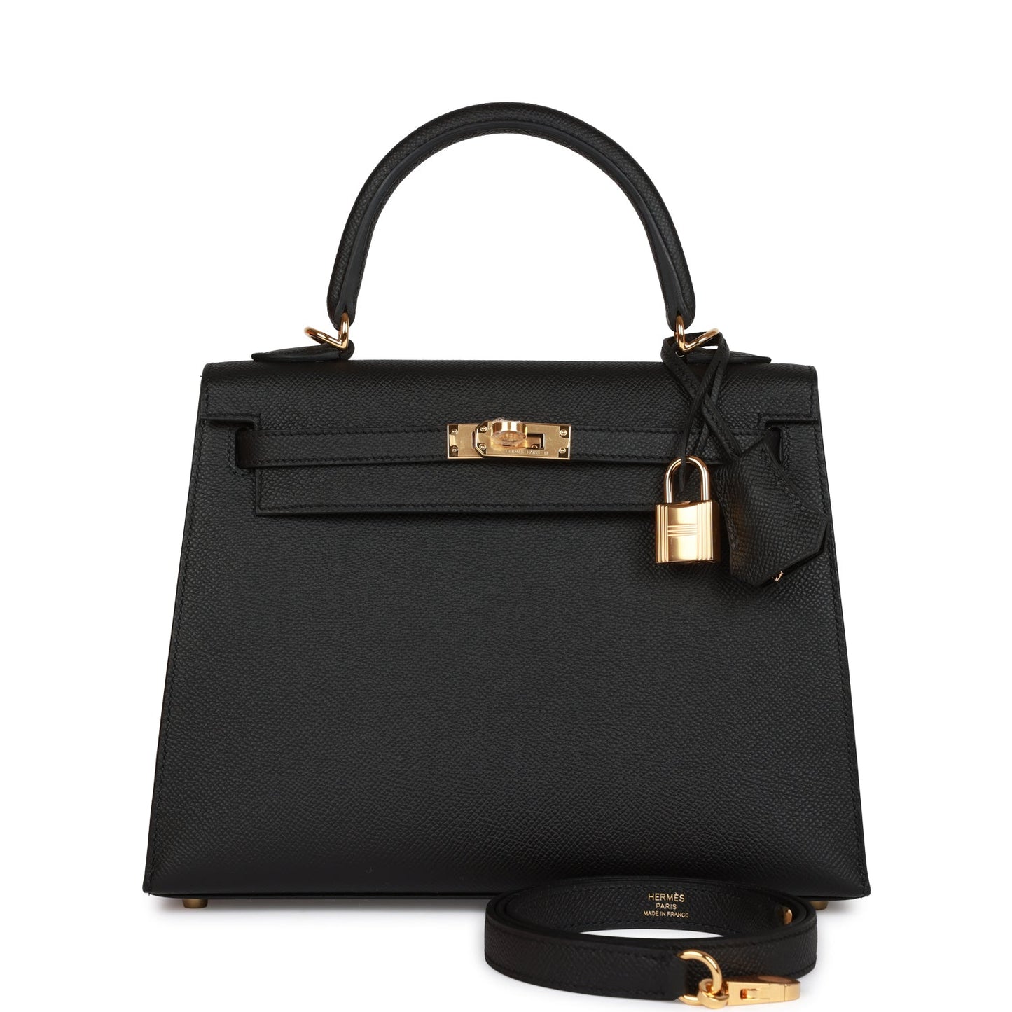 Hermes Kelly 25 Sellier Black Epsom Gold Hardware
