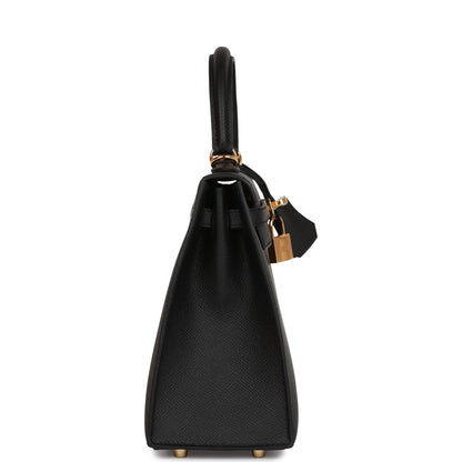 Hermes Kelly 25 Sellier Black Epsom Gold Hardware