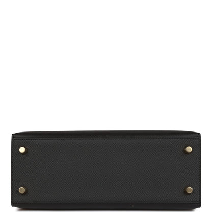 Hermes Kelly 25 Sellier Black Epsom Gold Hardware