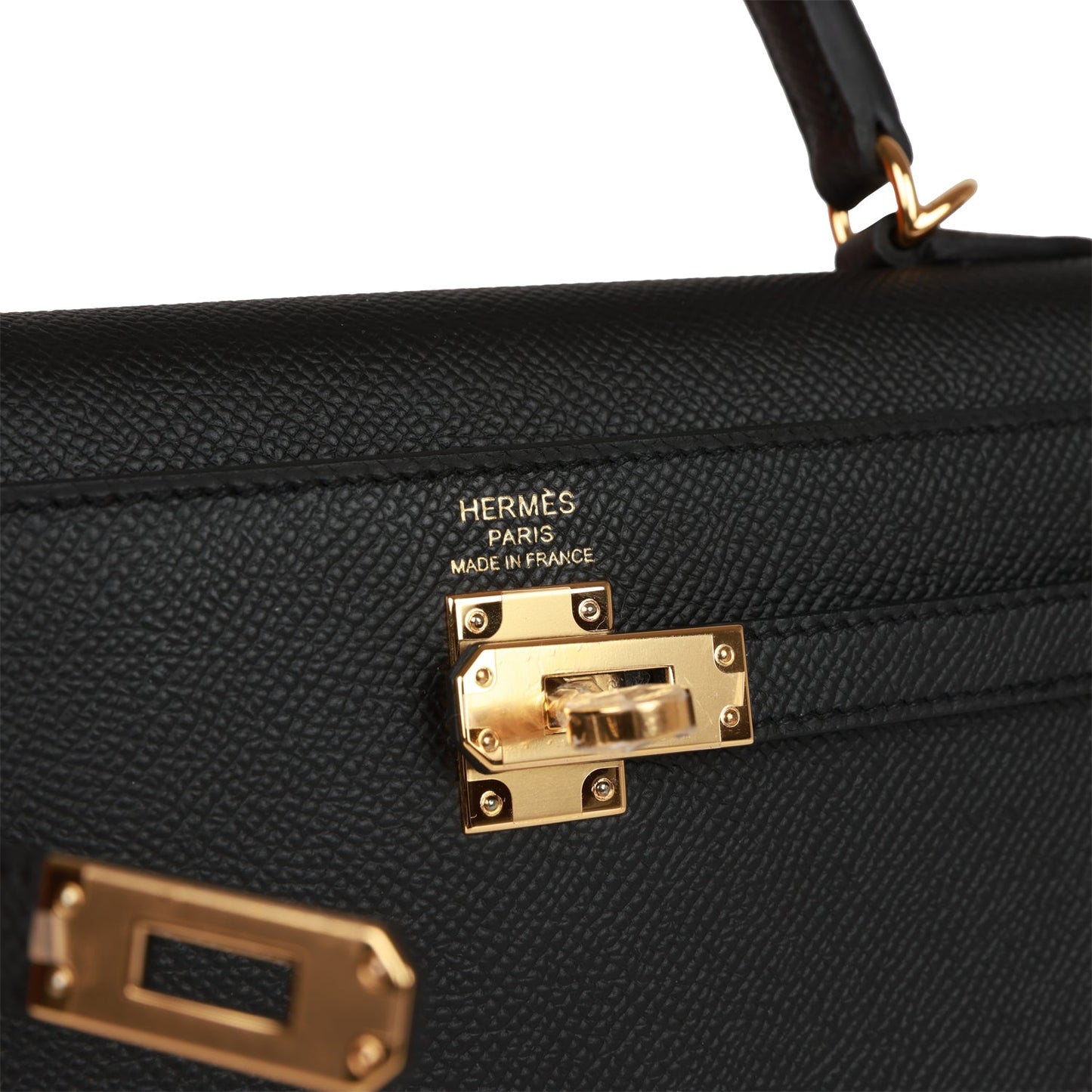 Hermes Kelly 25 Sellier Black Epsom Gold Hardware