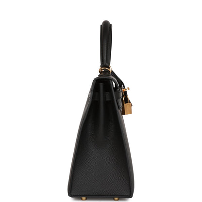 Hermes Kelly 25 Sellier Black Epsom Gold Hardware