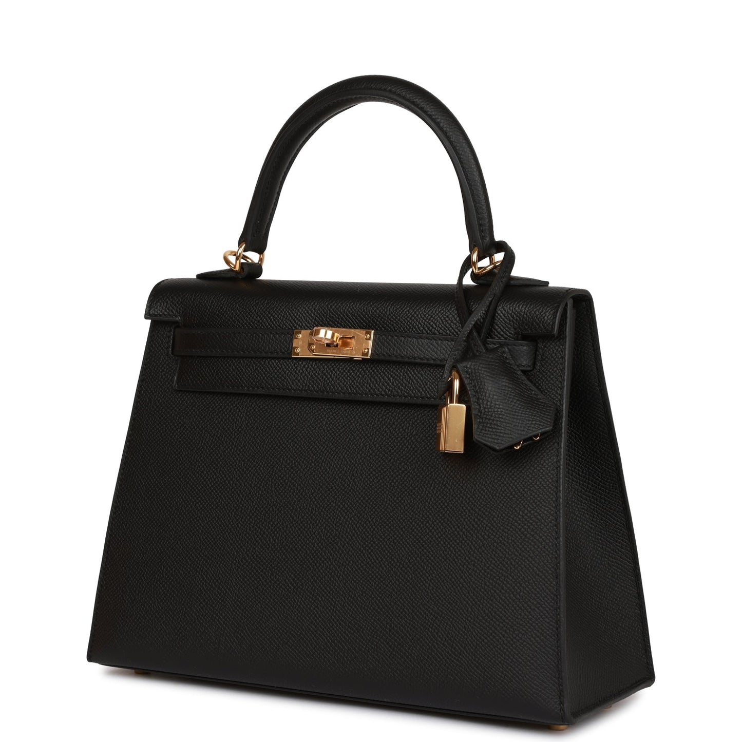 Hermes Kelly 25 Sellier Black Epsom Gold Hardware