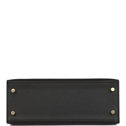 Hermes Kelly 25 Sellier Black Epsom Gold Hardware