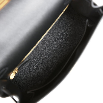 Hermes Kelly 25 Sellier Black Epsom Gold Hardware