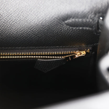 Hermes Kelly 25 Sellier Black Epsom Gold Hardware