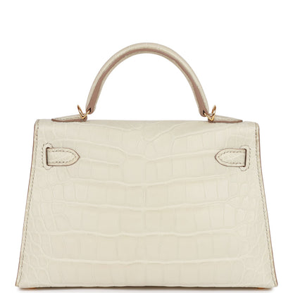 Hermes Kelly 20cm Sellier Beton Matte Alligator Gold Hardware