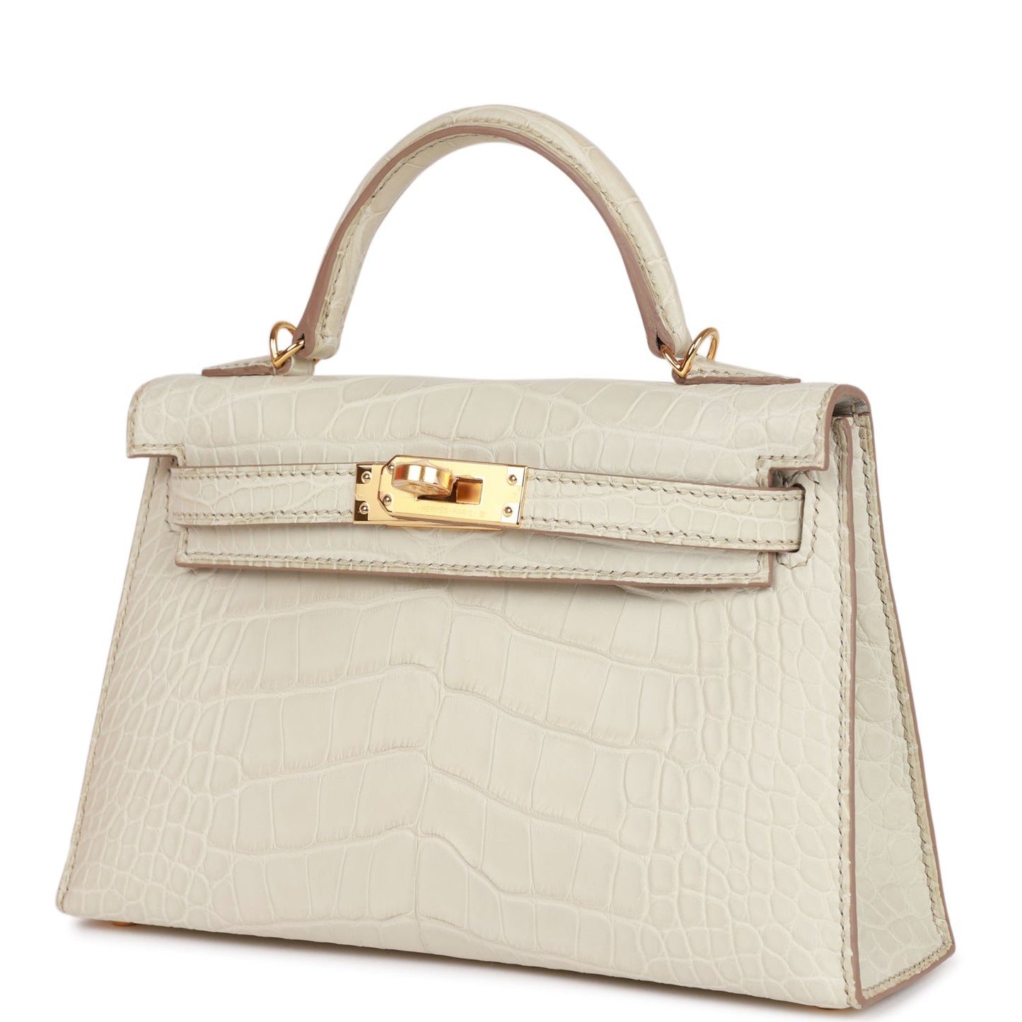 Hermes Kelly 20cm Sellier Beton Matte Alligator Gold Hardware