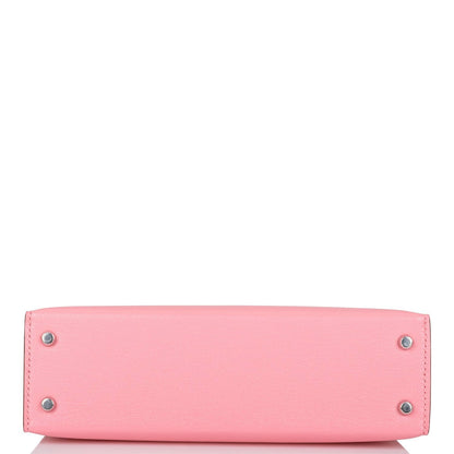 Hermes Kelly 20 Sellier Rose Confetti Verso Chevre Palladium Hardware