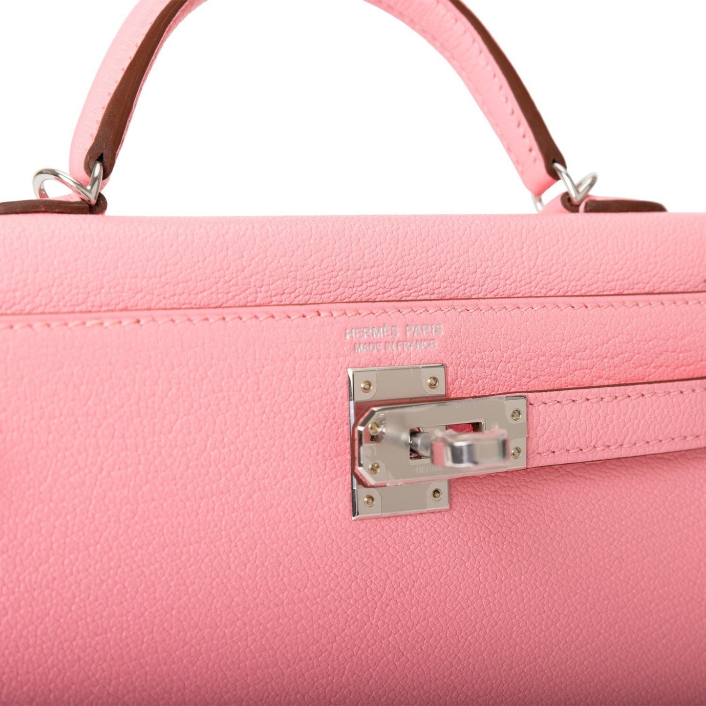 Hermes Kelly 20 Sellier Rose Confetti Verso Chevre Palladium Hardware