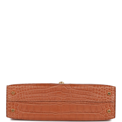 Hermes Kelly 20cm Sellier Gold Matte Alligator Gold Hardware