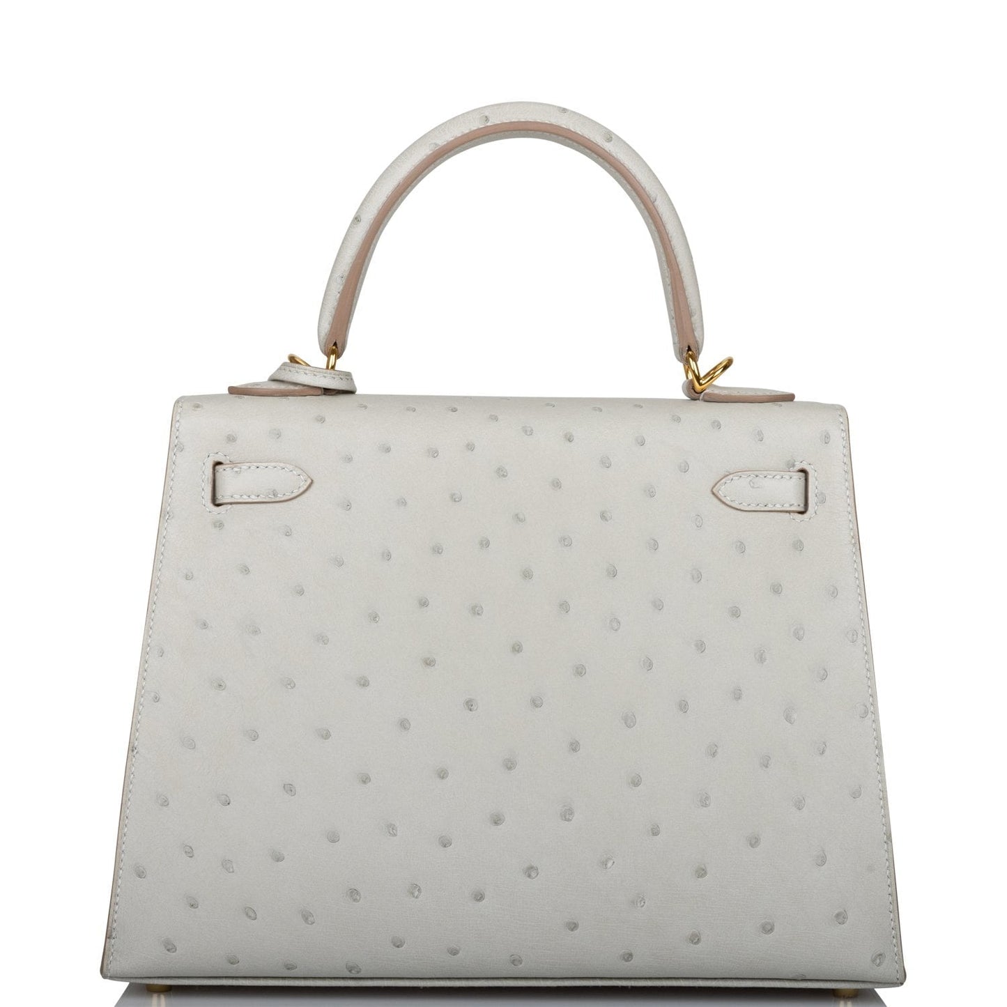 Hermes Kelly 25 Sellier Gris Perle Ostrich Gold Hardware