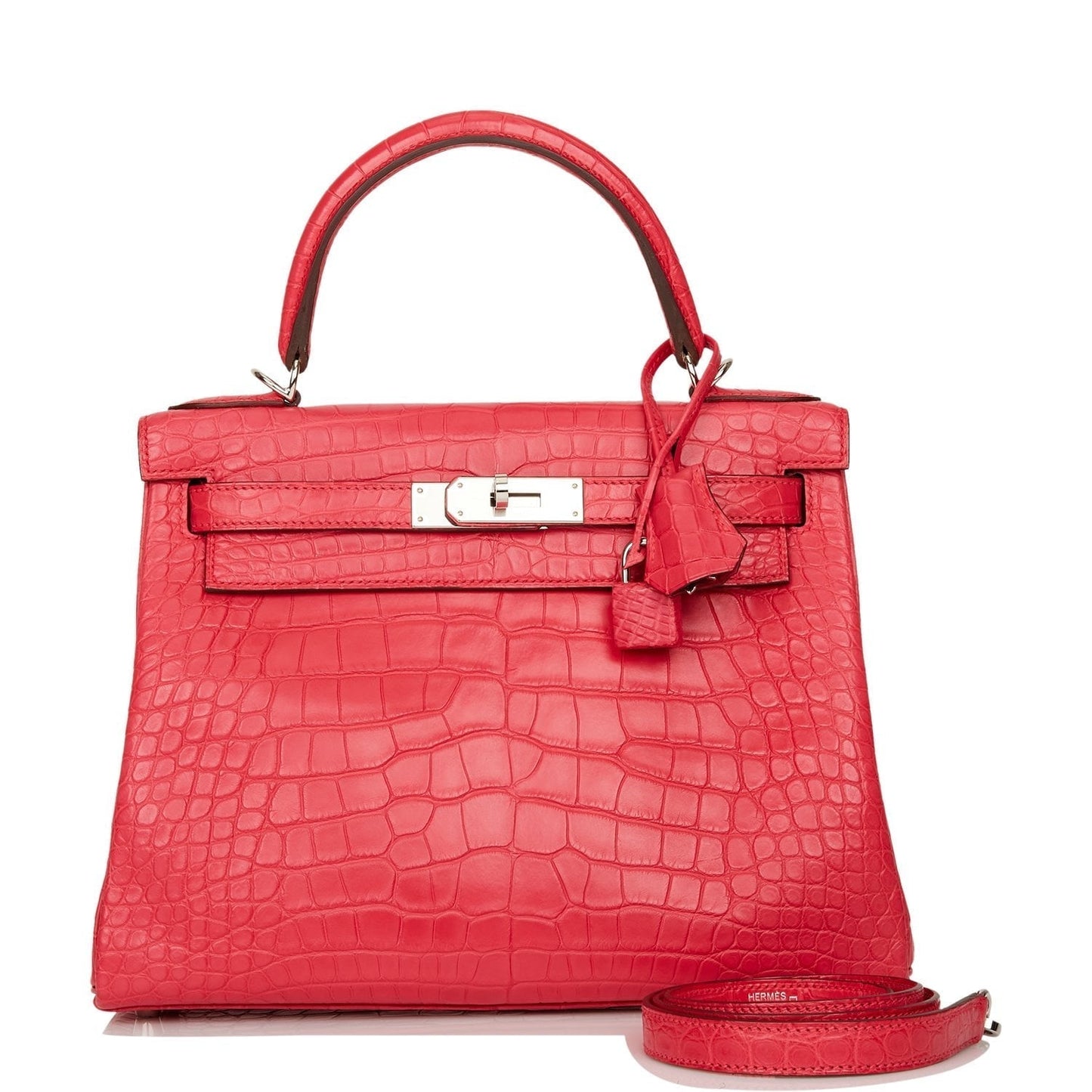 Hermes Kelly 28 Retourne Rose Extreme Matte Alligator Palladium Hardware