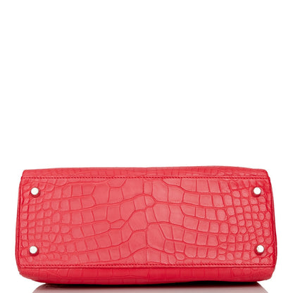 Hermes Kelly 28 Retourne Rose Extreme Matte Alligator Palladium Hardware
