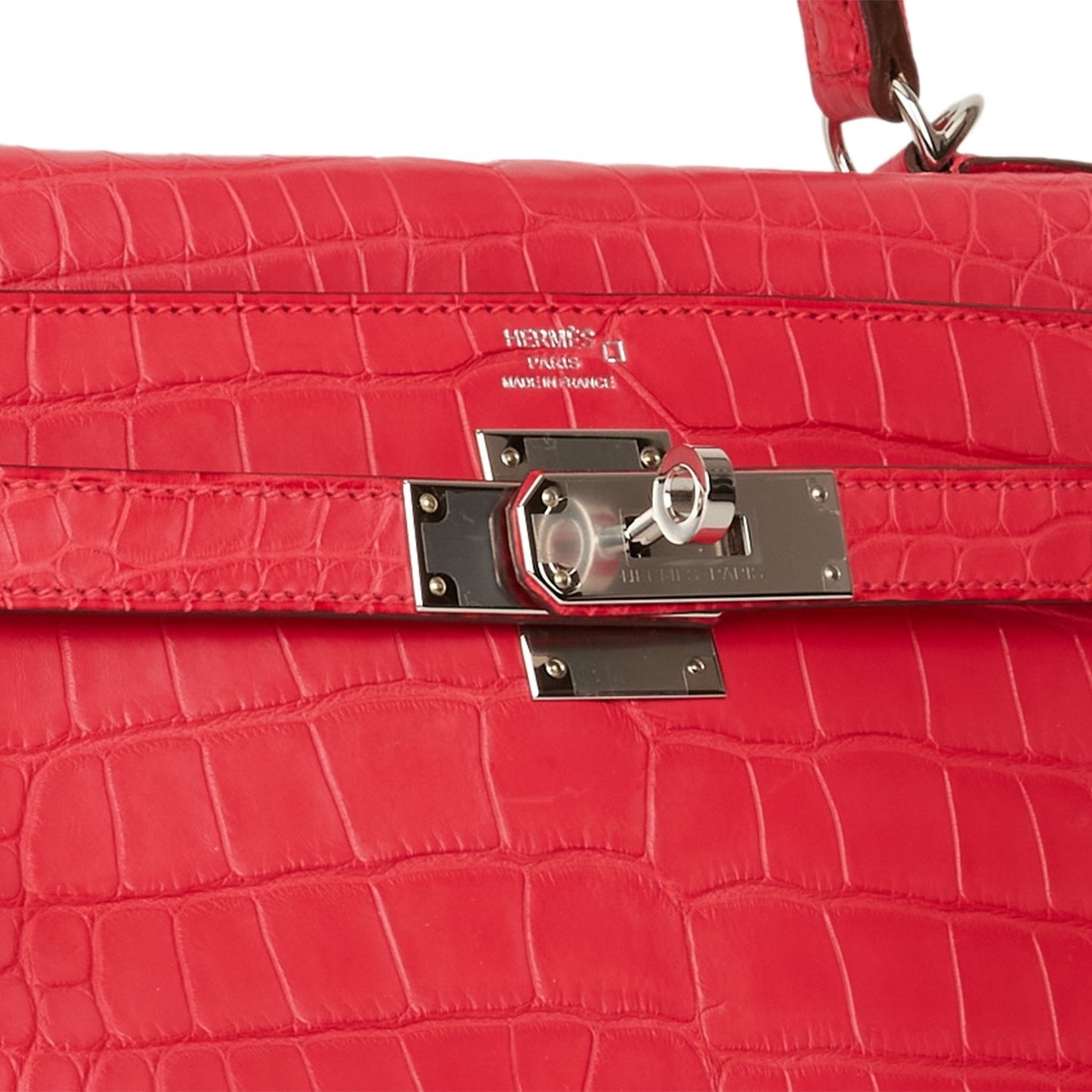 Hermes Kelly 28 Retourne Rose Extreme Matte Alligator Palladium Hardware