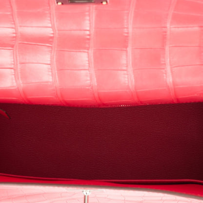 Hermes Kelly 28 Retourne Rose Extreme Matte Alligator Palladium Hardware