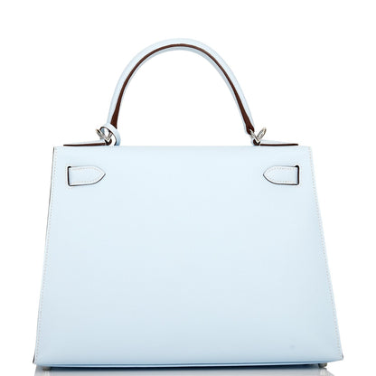 Hermes Kelly 28 Sellier Bleu Brume Epsom Palladium Hardware