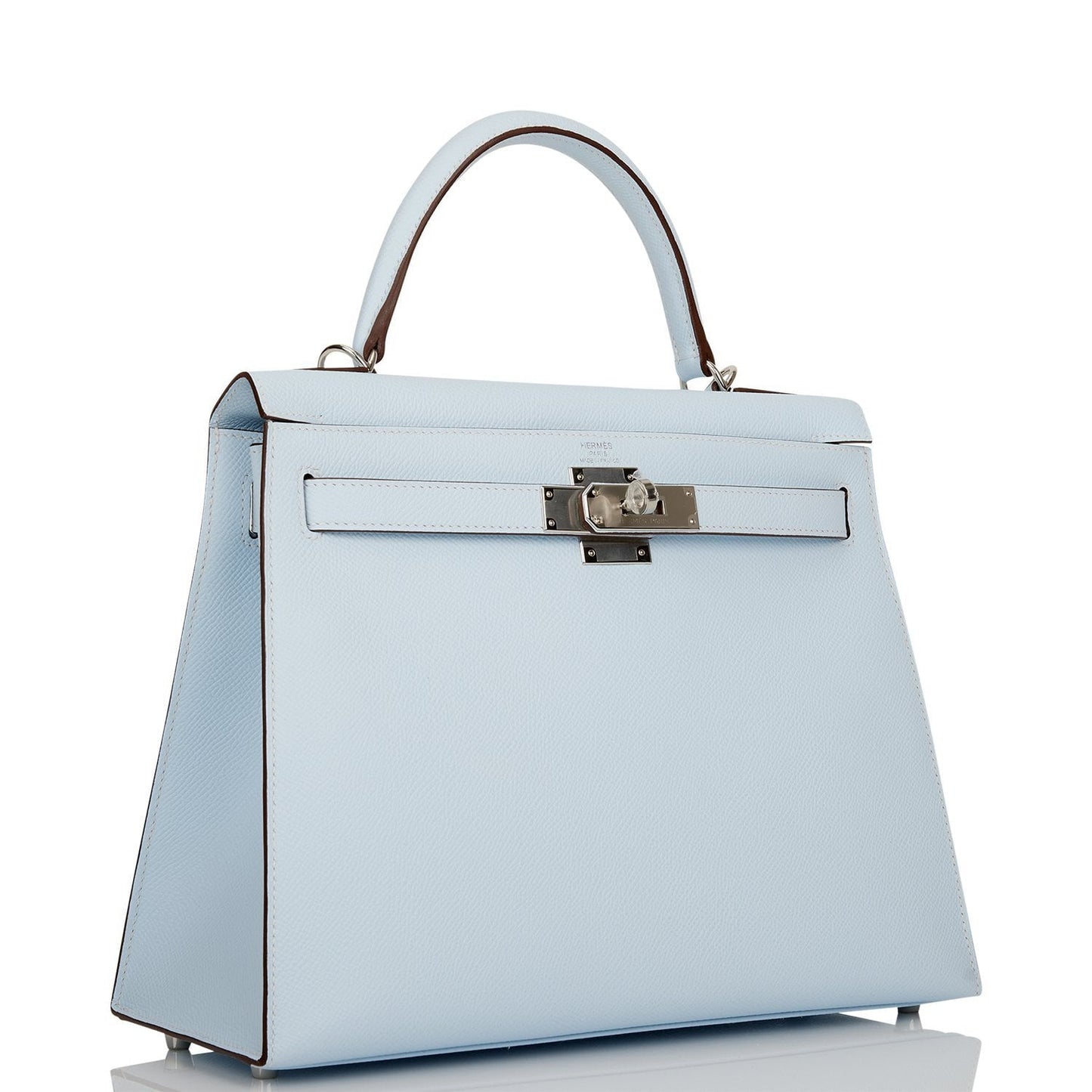 Hermes Kelly 28 Sellier Bleu Brume Epsom Palladium Hardware