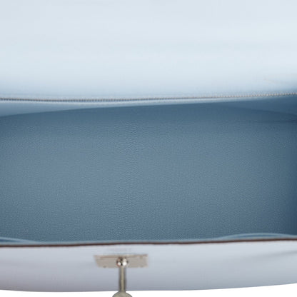 Hermes Kelly 28 Sellier Bleu Brume Epsom Palladium Hardware